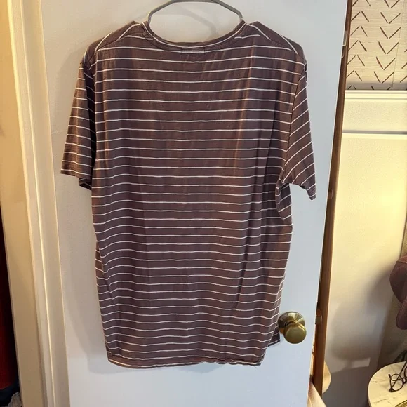 Theory | Men’s Tee T-Shirt Taupe Multi Striped Slub - Picture 3 of 3
